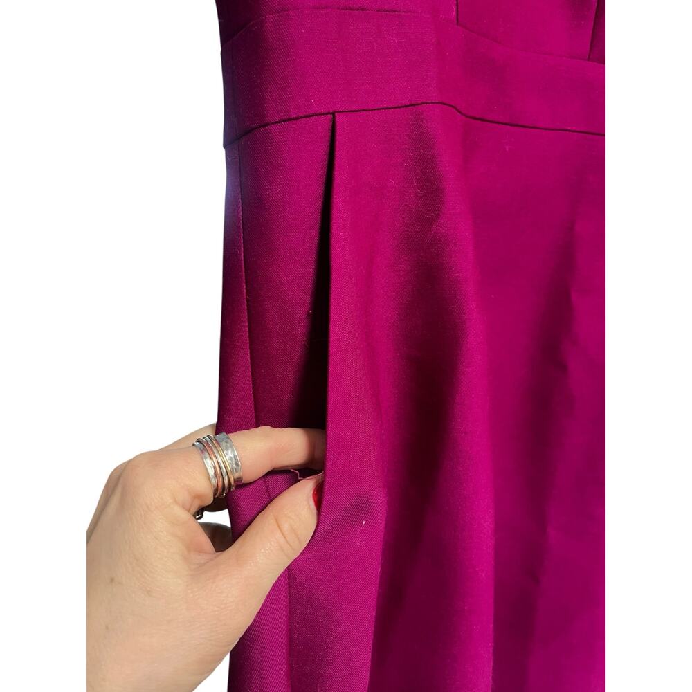 J Crew Split-Neck Wool-Silk Suit Sheath Dress *Pockets* 10T 10 Tall Berry 07470 - Picture 7 of 10